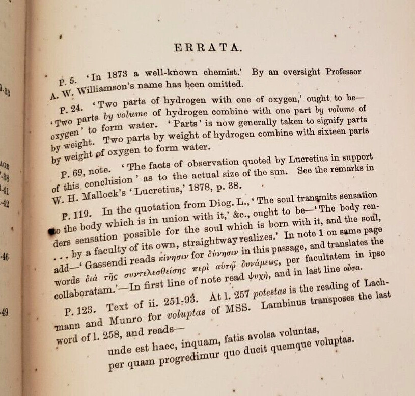 1872 Masson LUCRETIUS’ ATOMIC THEORY & MODERN SCIENCE,Evolution,Atoms,Philosophy