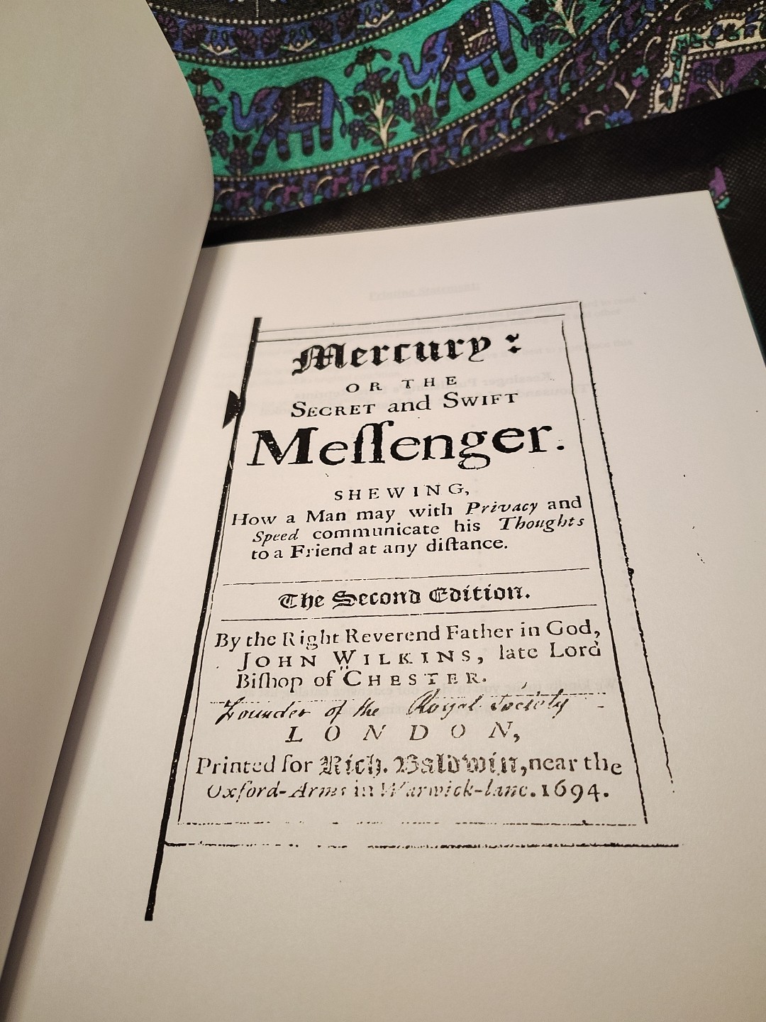 Mercury or the Secret and Swift Messenger by John Wilkins (2010, Hardcover)
