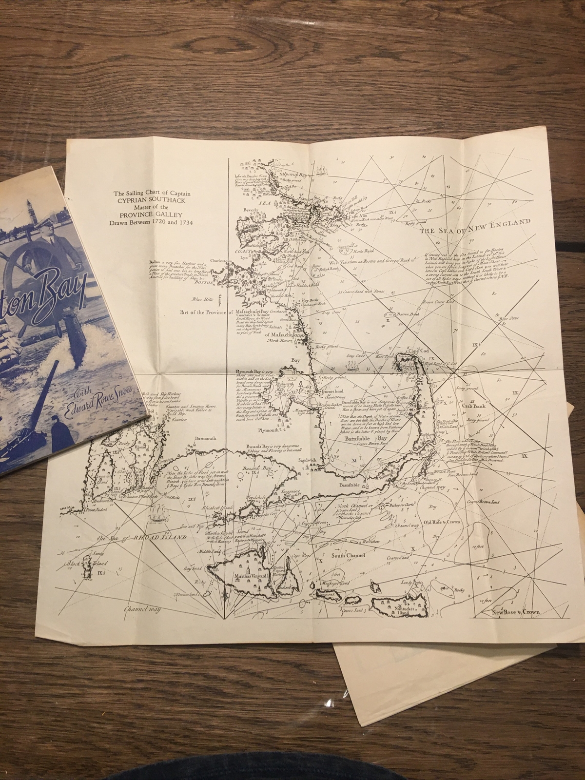 Vintage Boston MA 1941 “SAILING DOWN BOSTON BAY” Edward Rowe Snow SIGNED +4Maps
