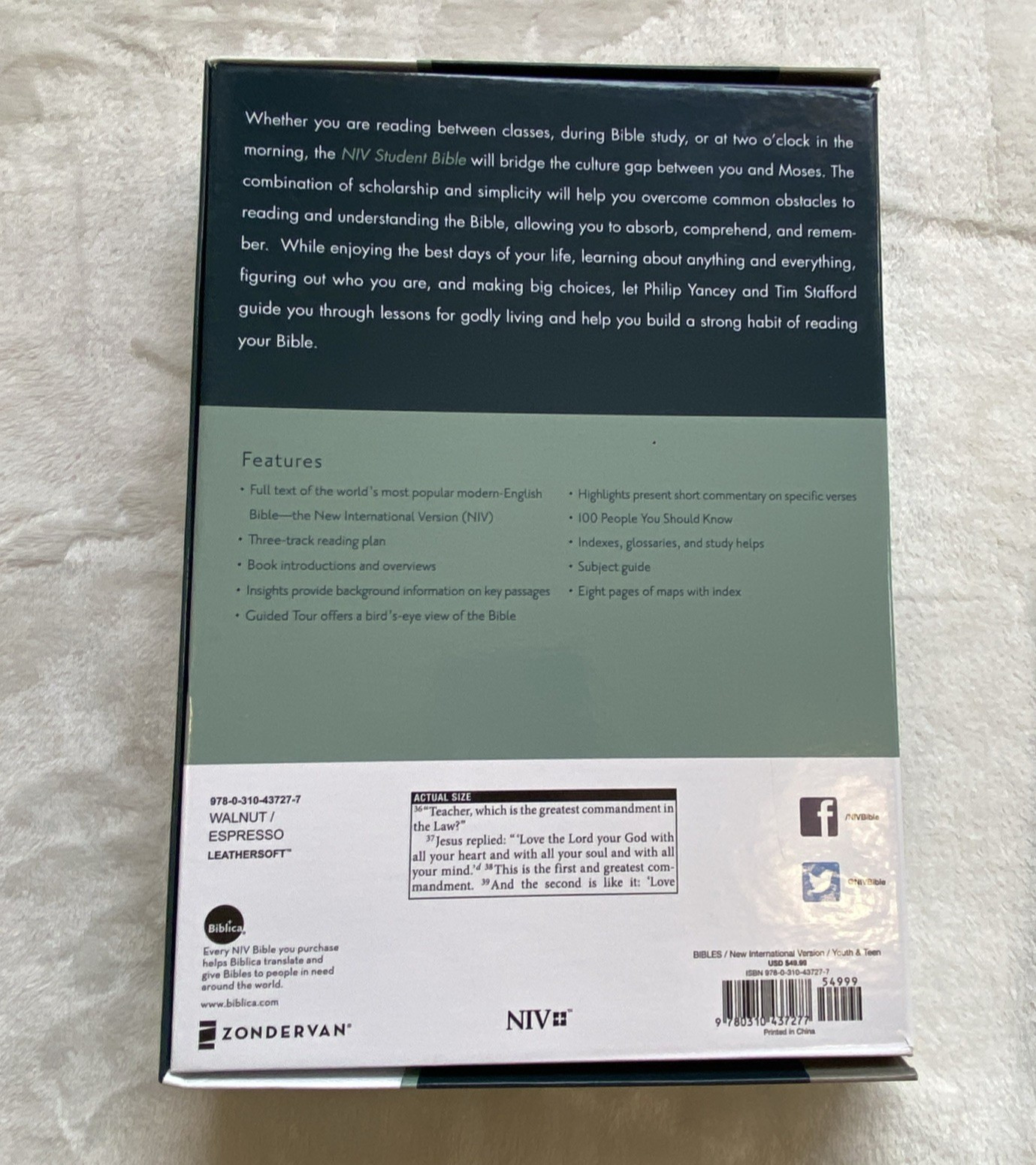 NIV Student Bible Leathersoft Cover Lay Flat Maps Yancey Stafford Reading Plans