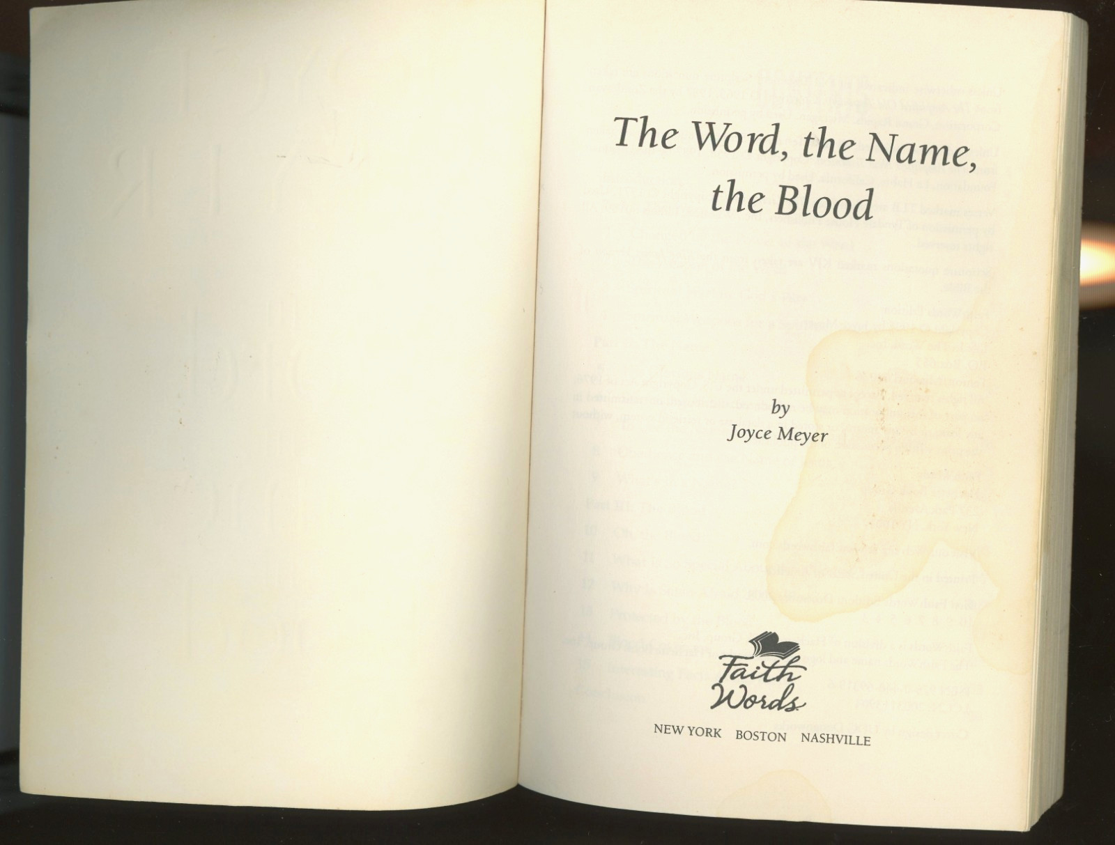 The word, The Name, The Blood Joyce Meyer 140 pages paperback book 15 chapters