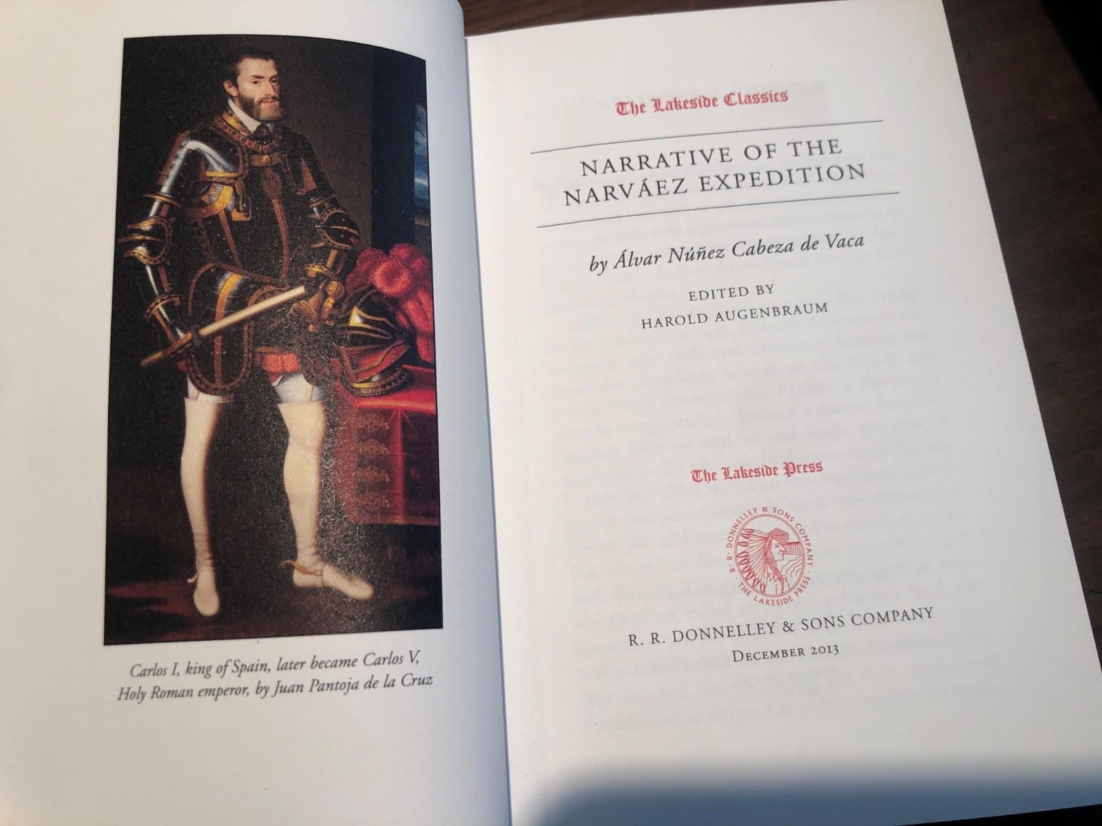 Narrative of the Narvaez Expedition Alvar de Vaca Lakeside Classics 2013 HC