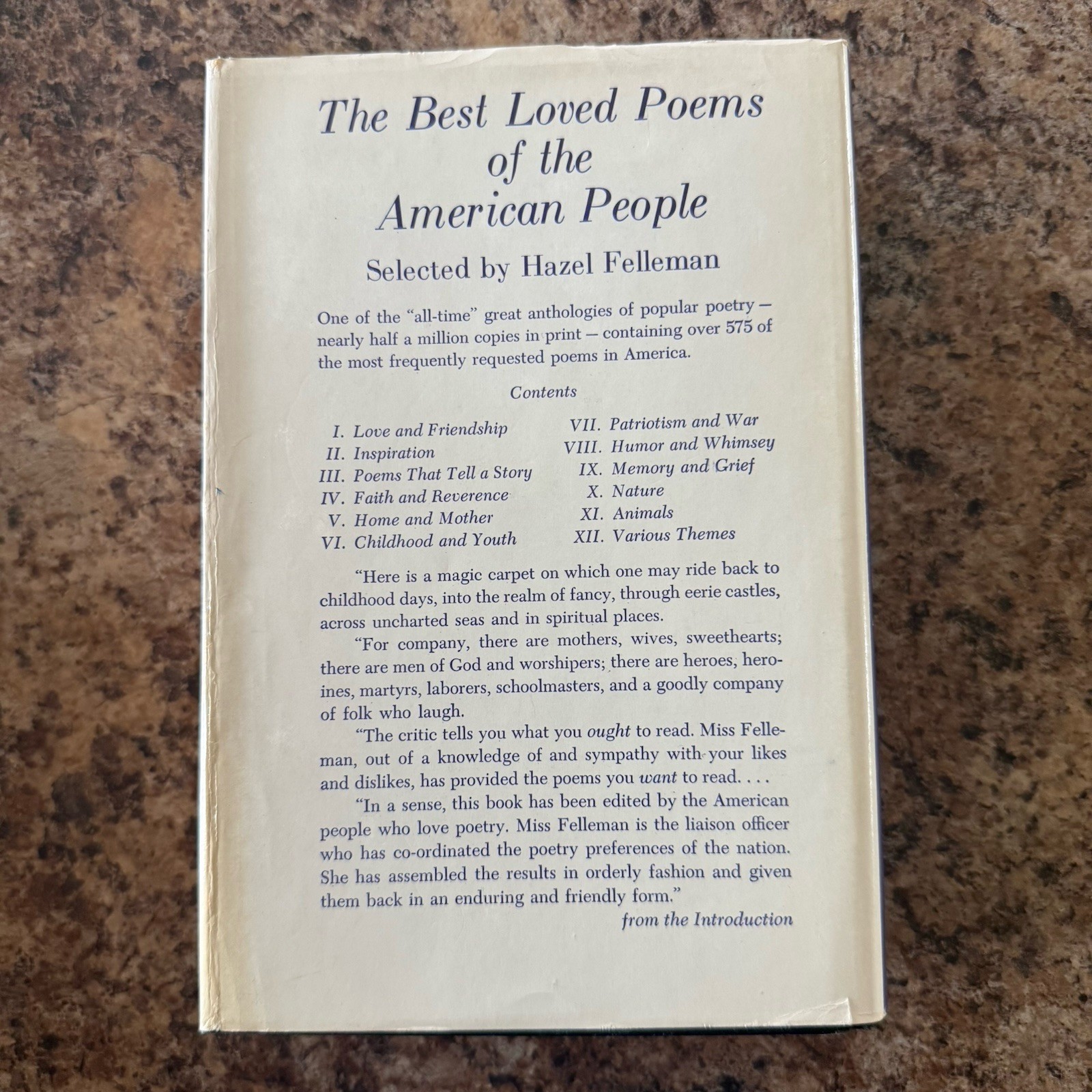 The Best Loved Poems of the American People by Hazel Felleman 1936 HCDJ