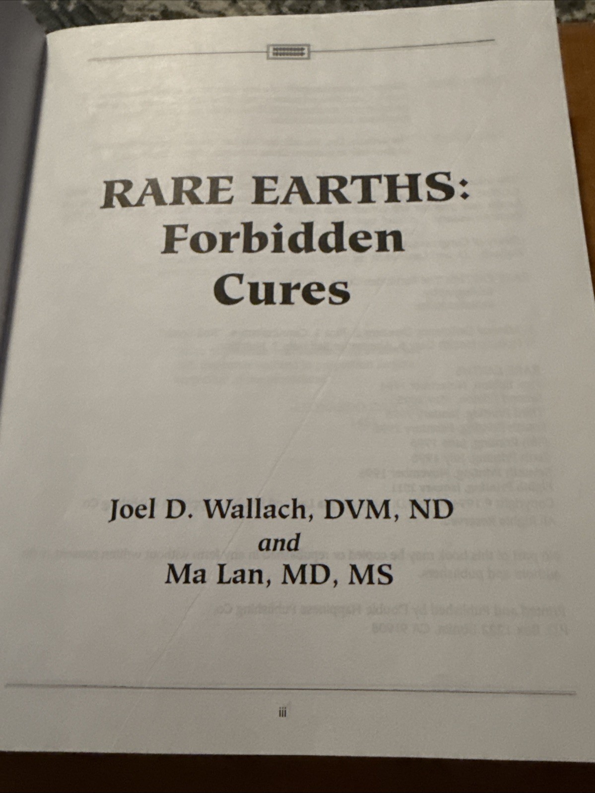 Rare Earths: Forbidden Cures, Ma Lan, Joel D. Wallach, PB New Other Health