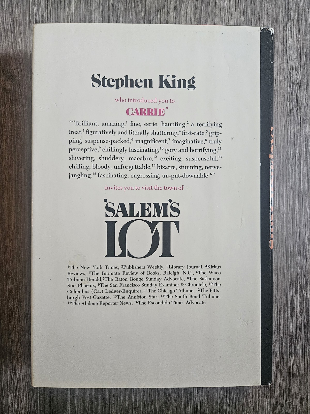 Stephen King Salem’s Lot 1975 Hardcover Doubleday Dust Jacket