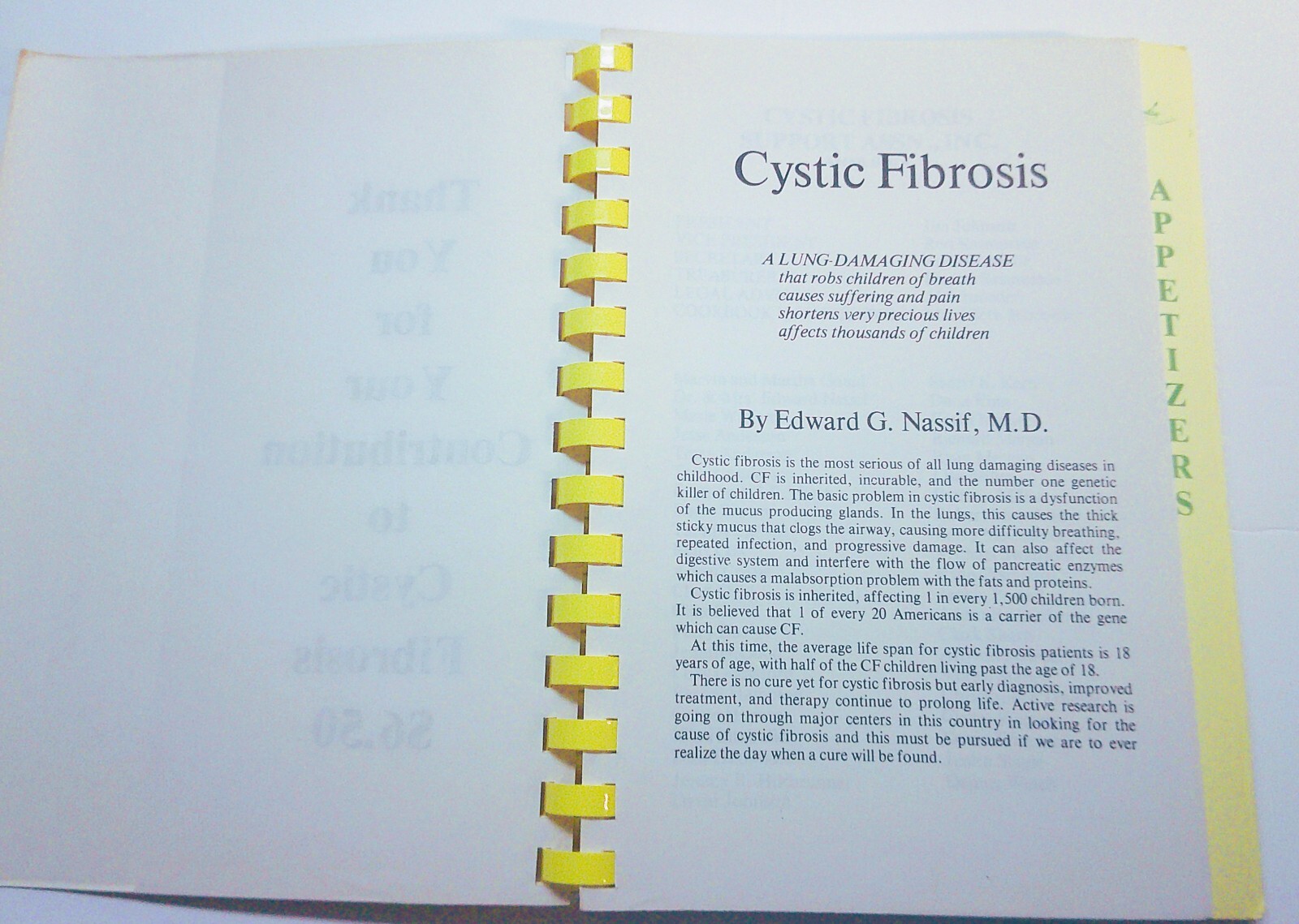 Easy and Elegant Cookbook by Cystic Fibrosis Support Assn. Ames Iowa 178 pages