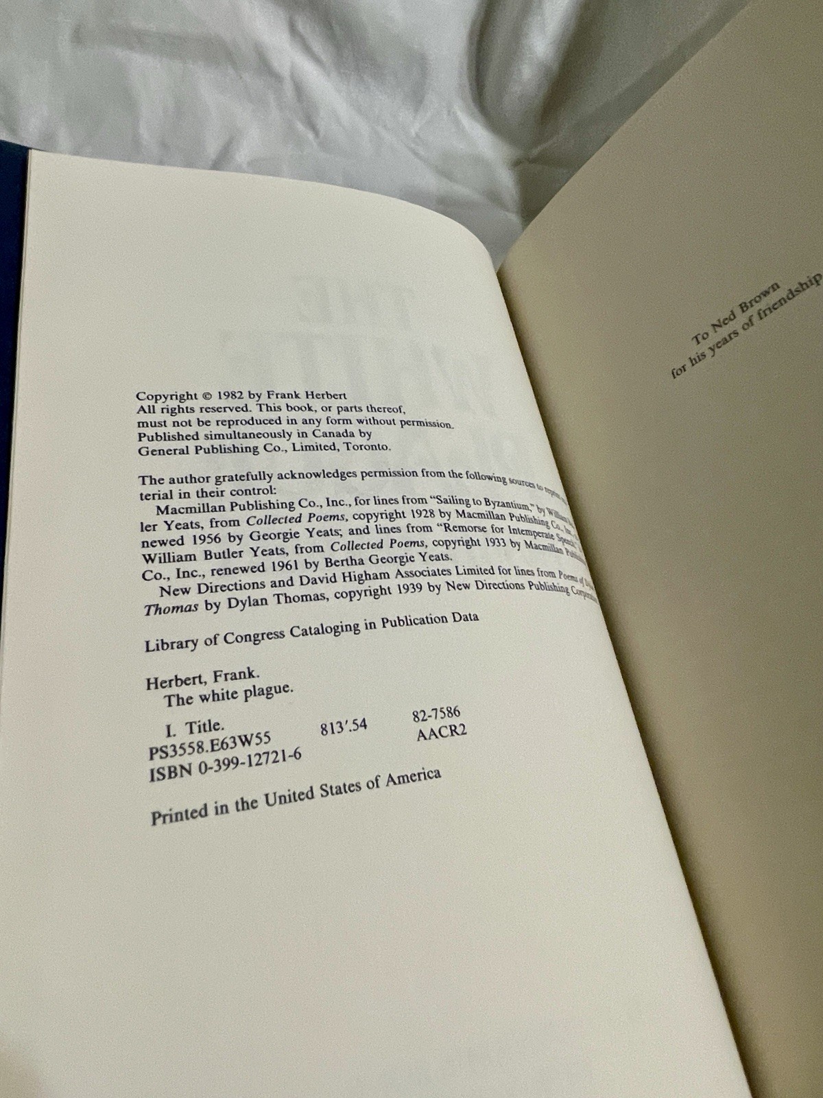 The White Plague – first edition, first printing – Frank Herbert 1982