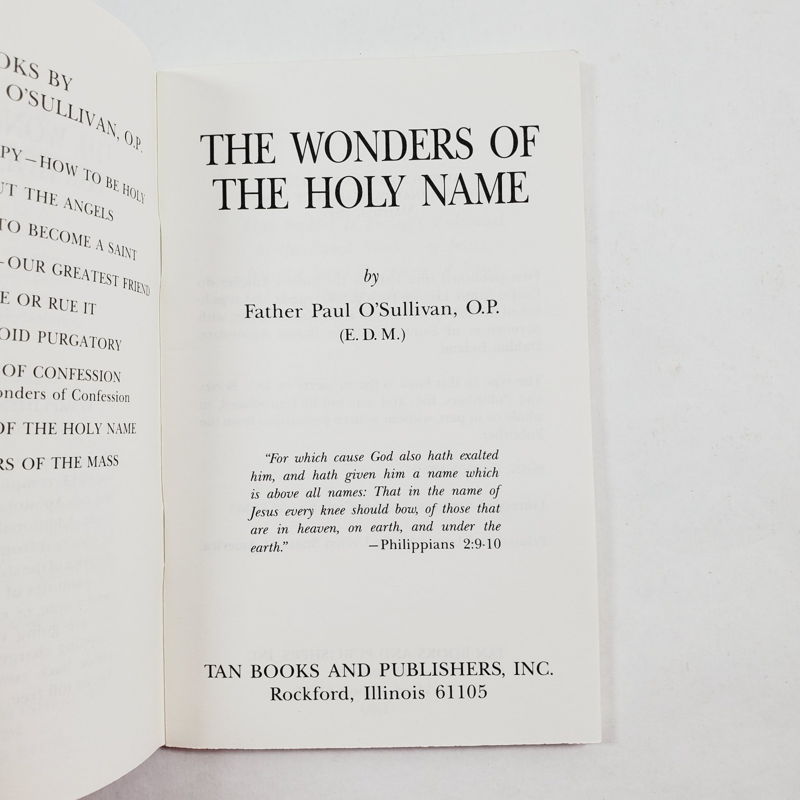 Father Paul O’Sullivan Catholic Book Lot Wonders of the Mass and Holy Name TAN