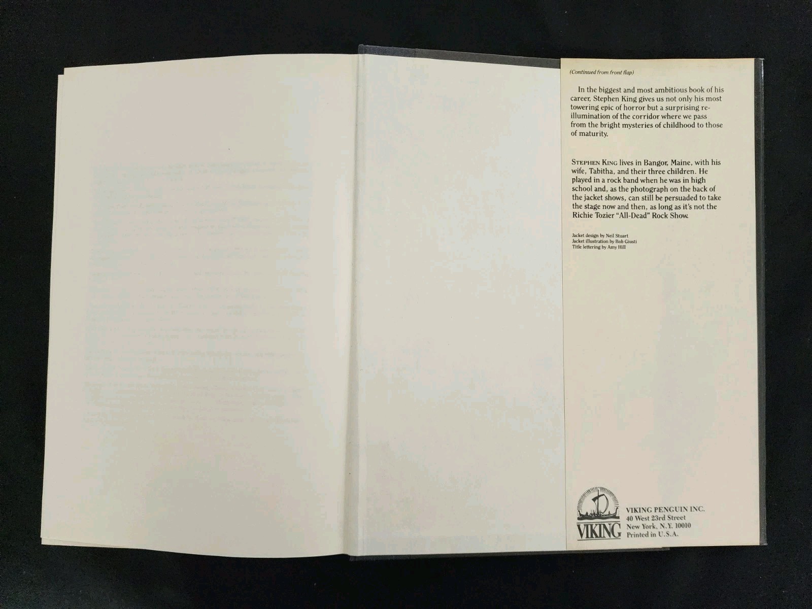 Stephen King- “It” Hardcover Book 1986 Viking Penguin Group *Read Description*
