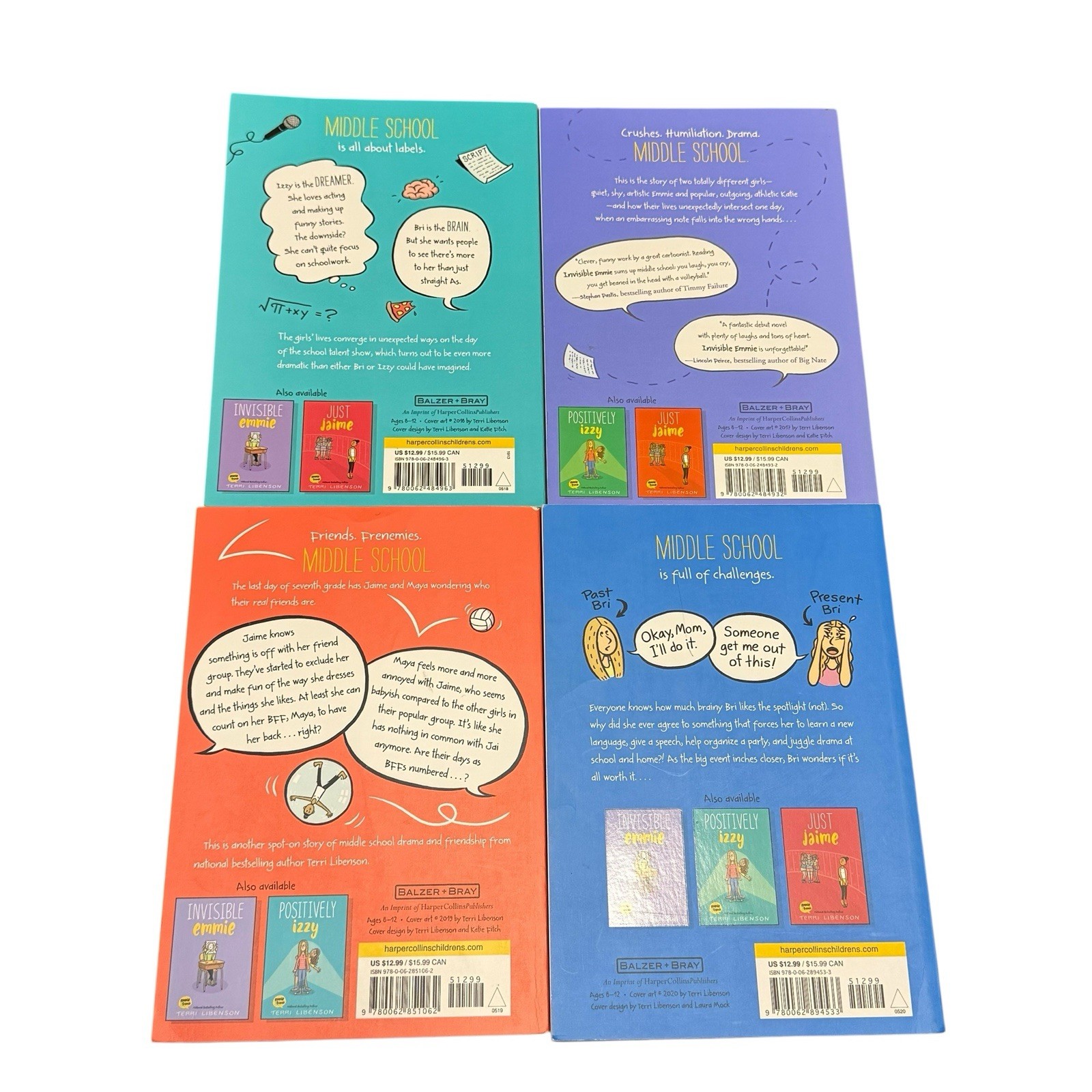 Terri Libenson Lot of 4 Paperback Emmie & Friends Girl’s Graphic Novels