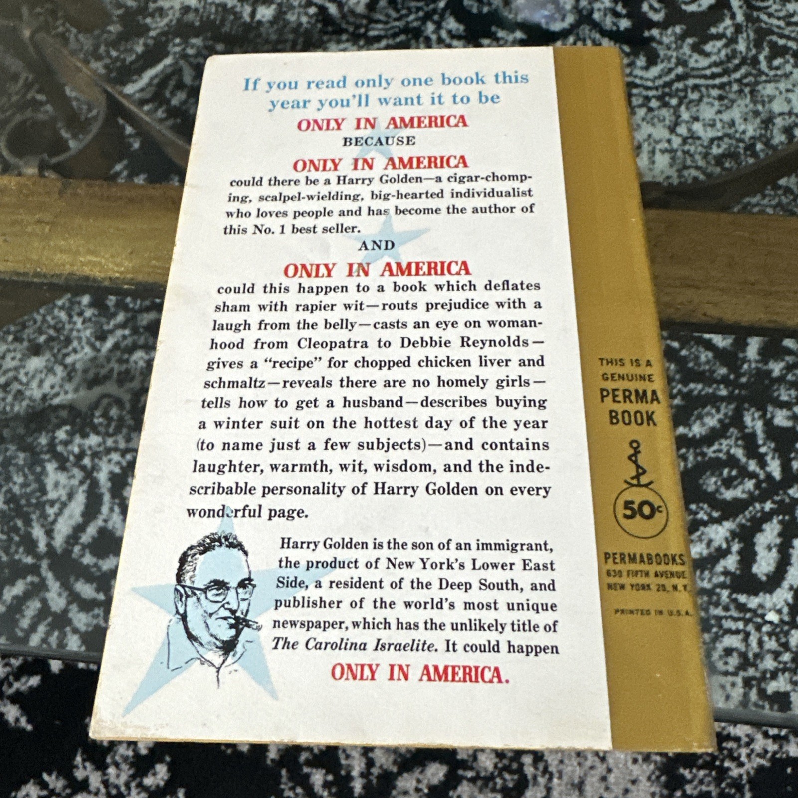 Only in America by Harry Golden 1958 Hardback w/ DJ Foreword Carl Sandburg
