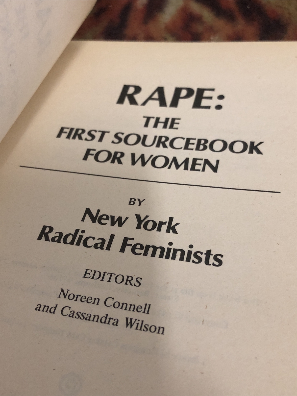 Rape The First Sourcebook for Women By New York Radical Feminists 1st Edition