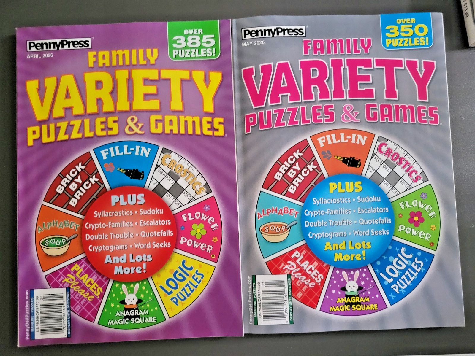 Lot of 2 Family Variety Puzzles & Games by Penny Press – Over 350 Puzzles Each!