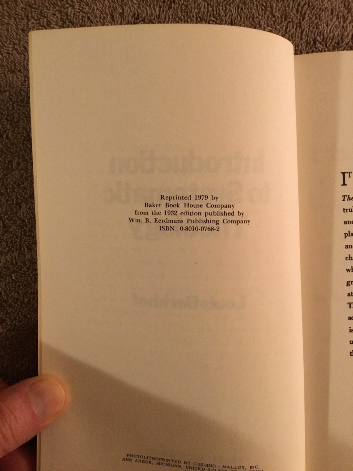 Introduction to Systematic Theology, Louis Berkhof