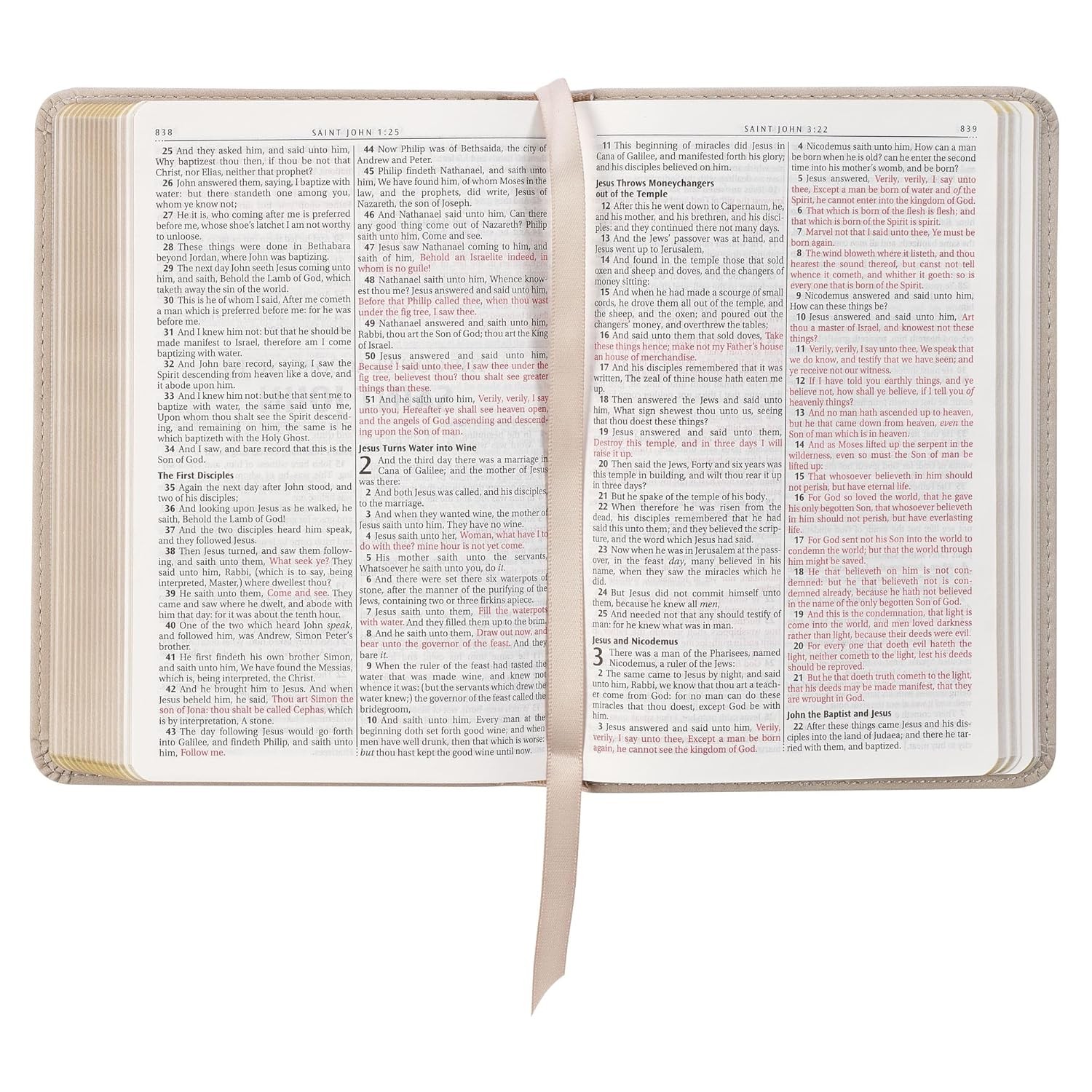 Holy Bible, Compact Vegan Leather Red Letter Edition – Ribbon Marker, King James
