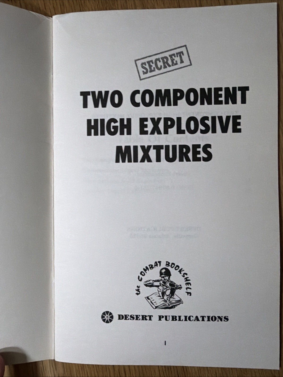 RARE Secret Two component high explosive mixtures Desert Publications 1982 PB