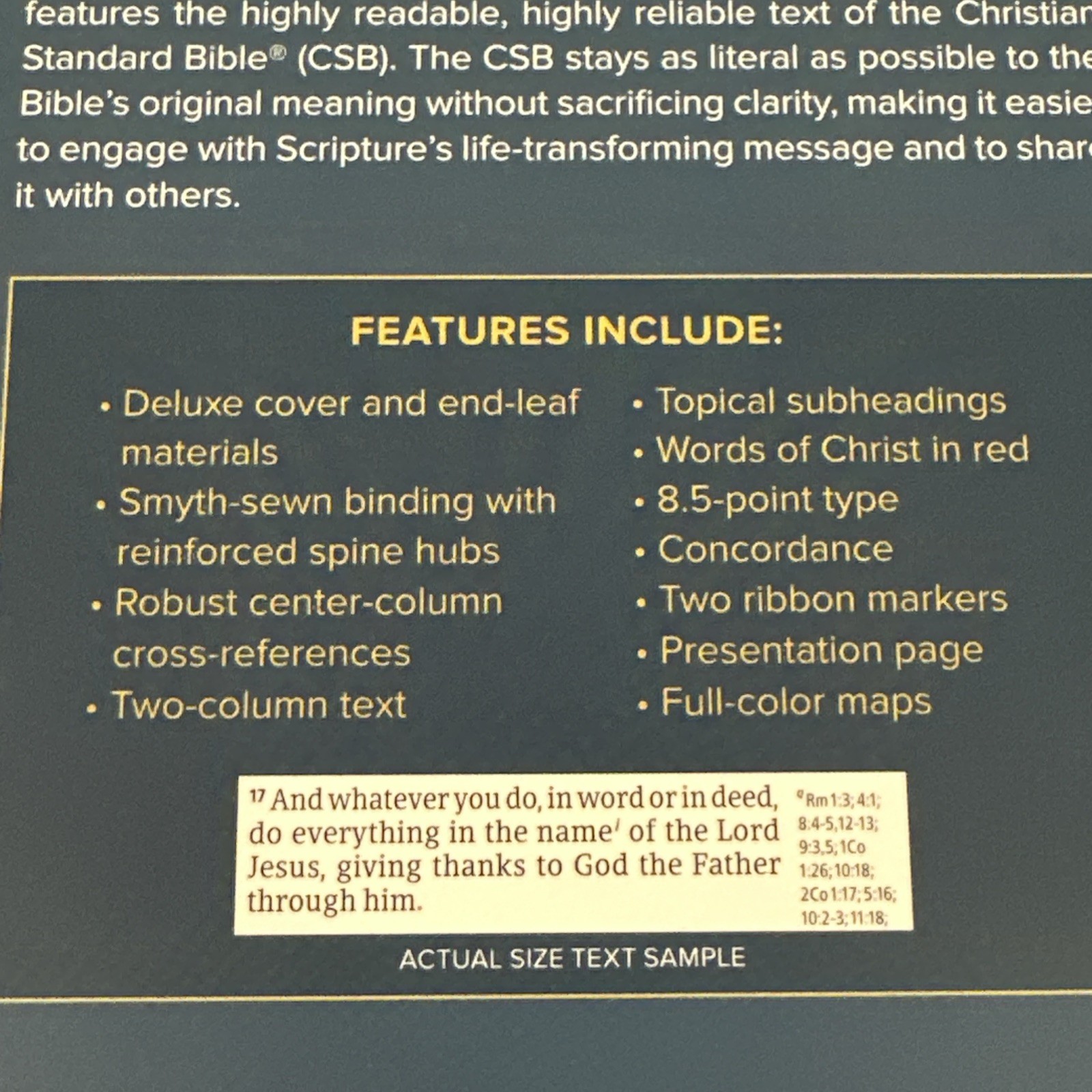 Holman CSB Ultrathin Reference Bible, Navy LeatherTouch, Deluxe Edition