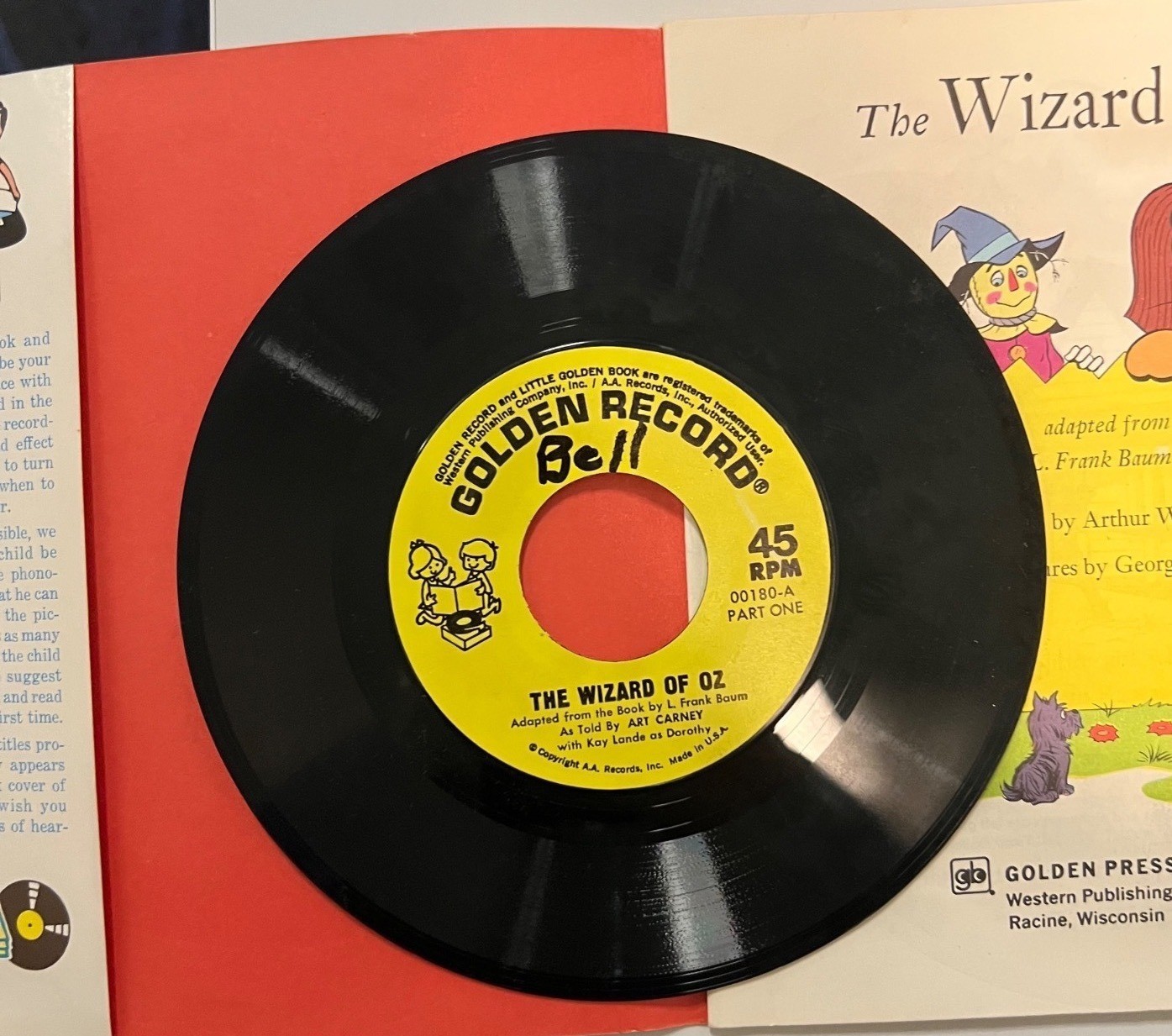 The Wizard Of Oz Little Golden Record & Book Set 45 RPM Vintage Read-Along Story