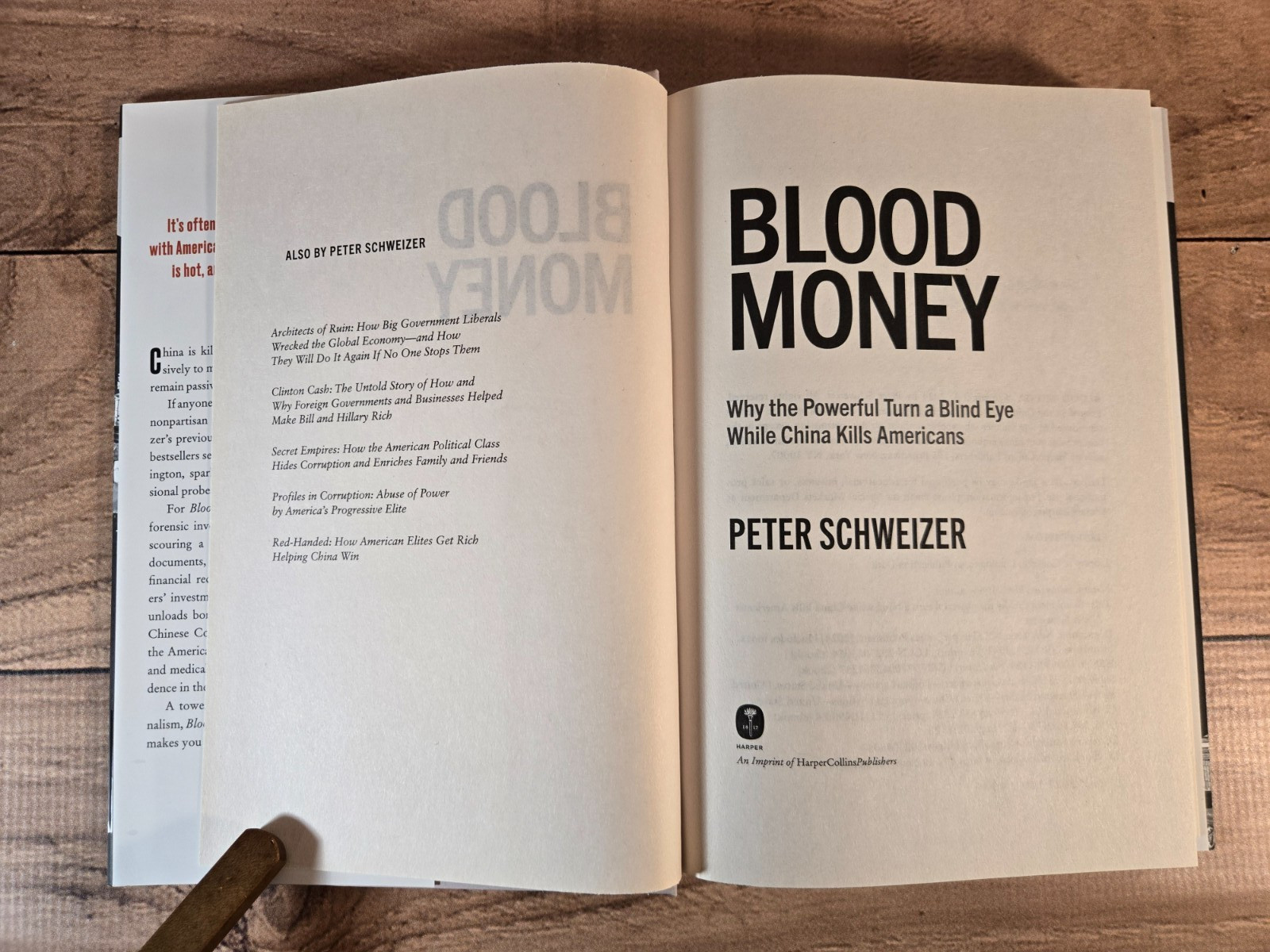 Blood Money Peter Schweizer 2024 First Edition Political Thriller HarperCollins