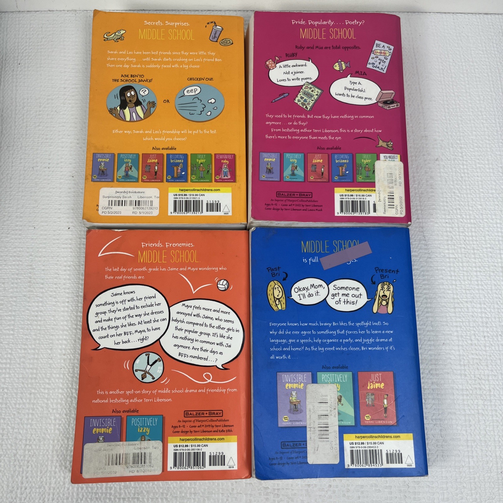 Terri Libenson Signed Book Lot of 4 PB Paperback Emmie & Friends Graphic Novels