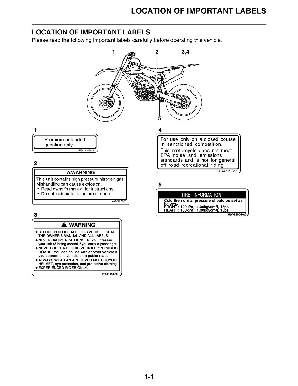 YAMAHA YZ250F Owners Service Manual 2017 – FIXED – JACKET – XL FOLDOUT PAGES