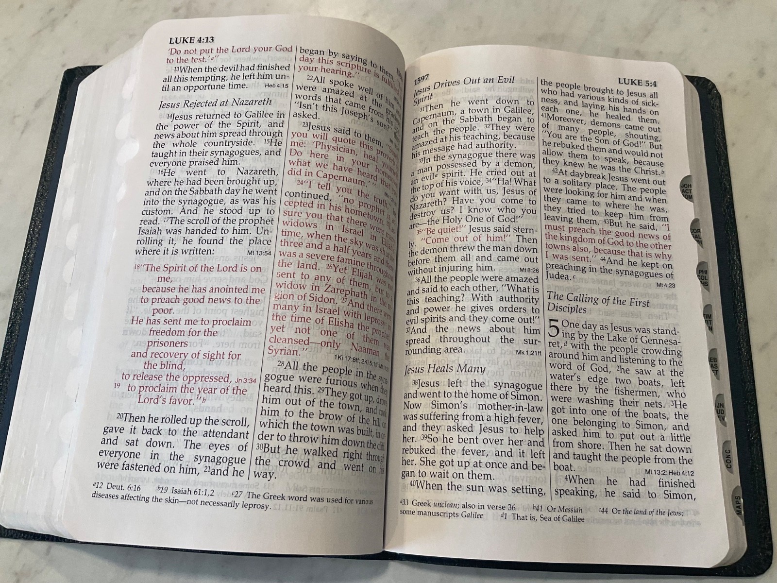 NIV Bible 1984 Large Print Reference Navy Bonded Leather Red Letter Text