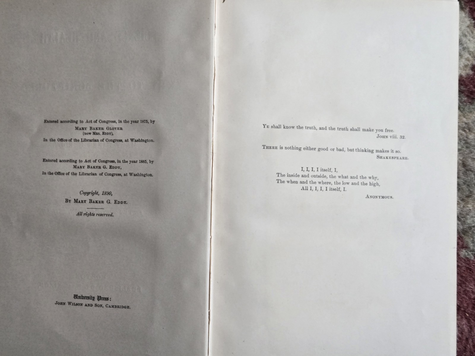 Science and Health With Key to the Scriptures Mary Baker Eddy 1891