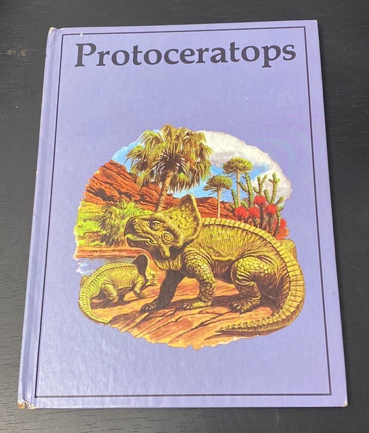 Vintage Rourke Dinosaur Library Books Orange Pink Lavender Decorative Bookshelf