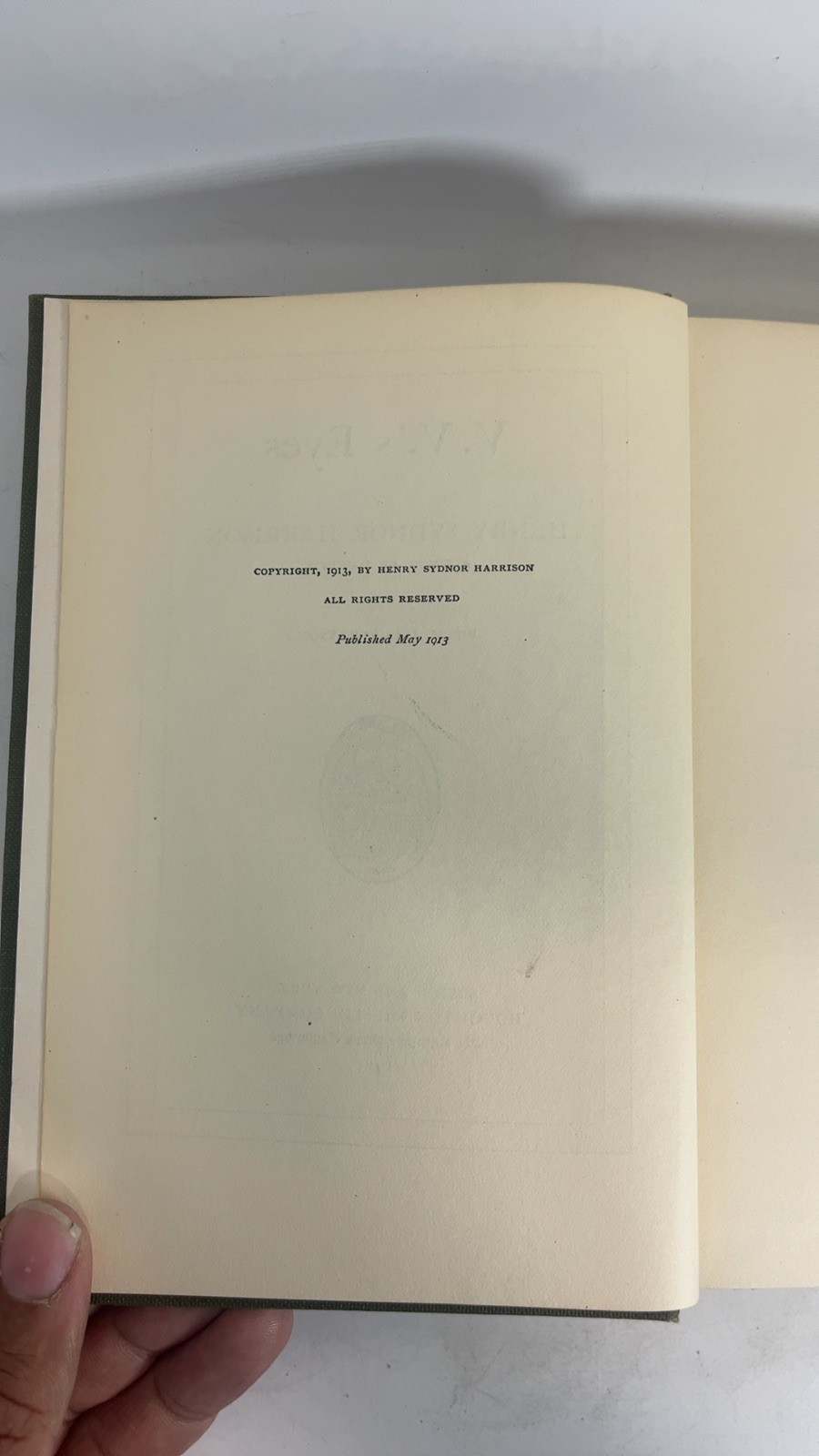 V. V.’s Eyes [Hardcover] Henry Sydnor Harrison 1913