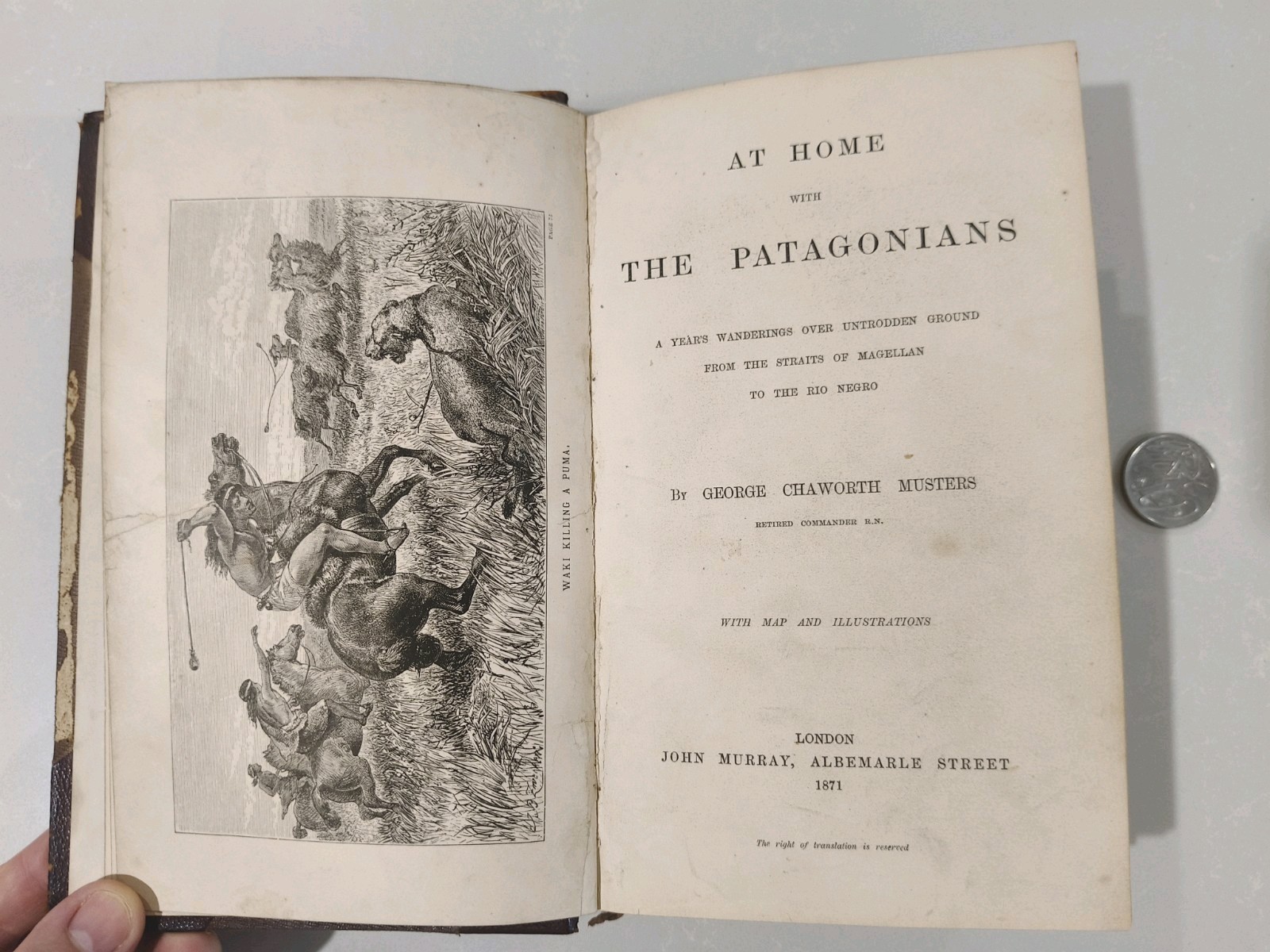 At Home With The Patagonians 1871 George Musters John Murray 1st Ed Map