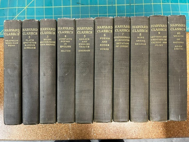 Harvard Classics P F Collier & Son 1909-1910 Volumes 1-50 Olive Cloth Very Good