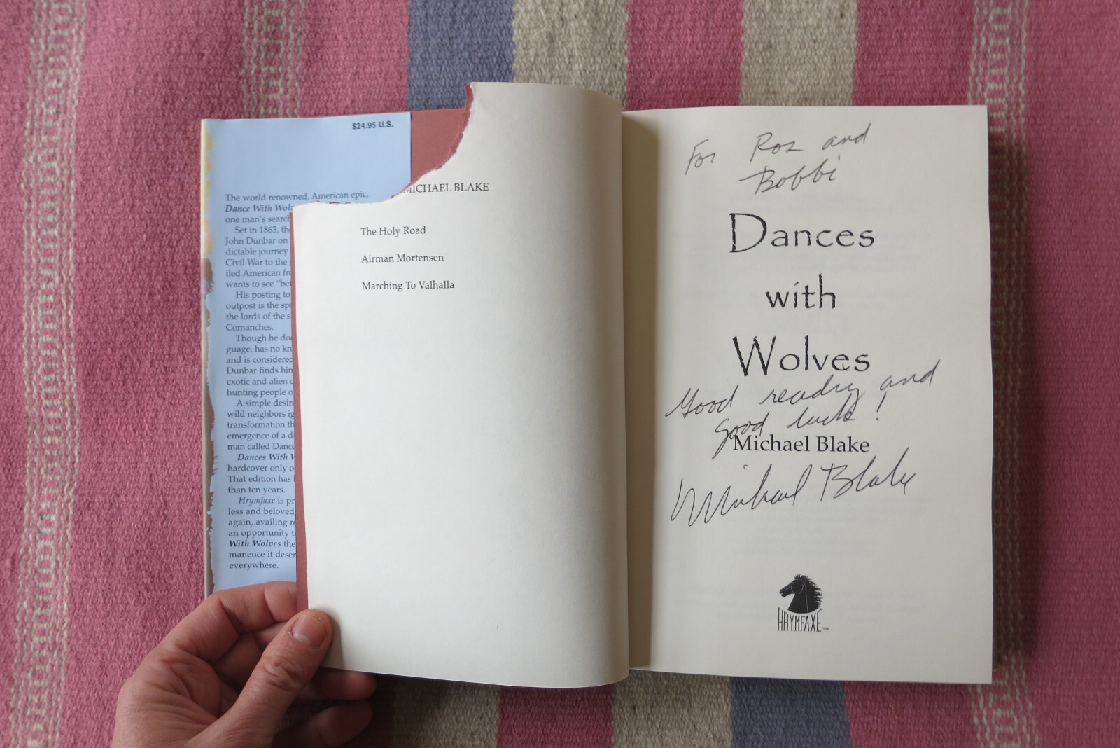 SIGNED 2002 DANCES WITH WOLVES-Michael Blake-2nd Printing of 2nd Edition-HC/DJ