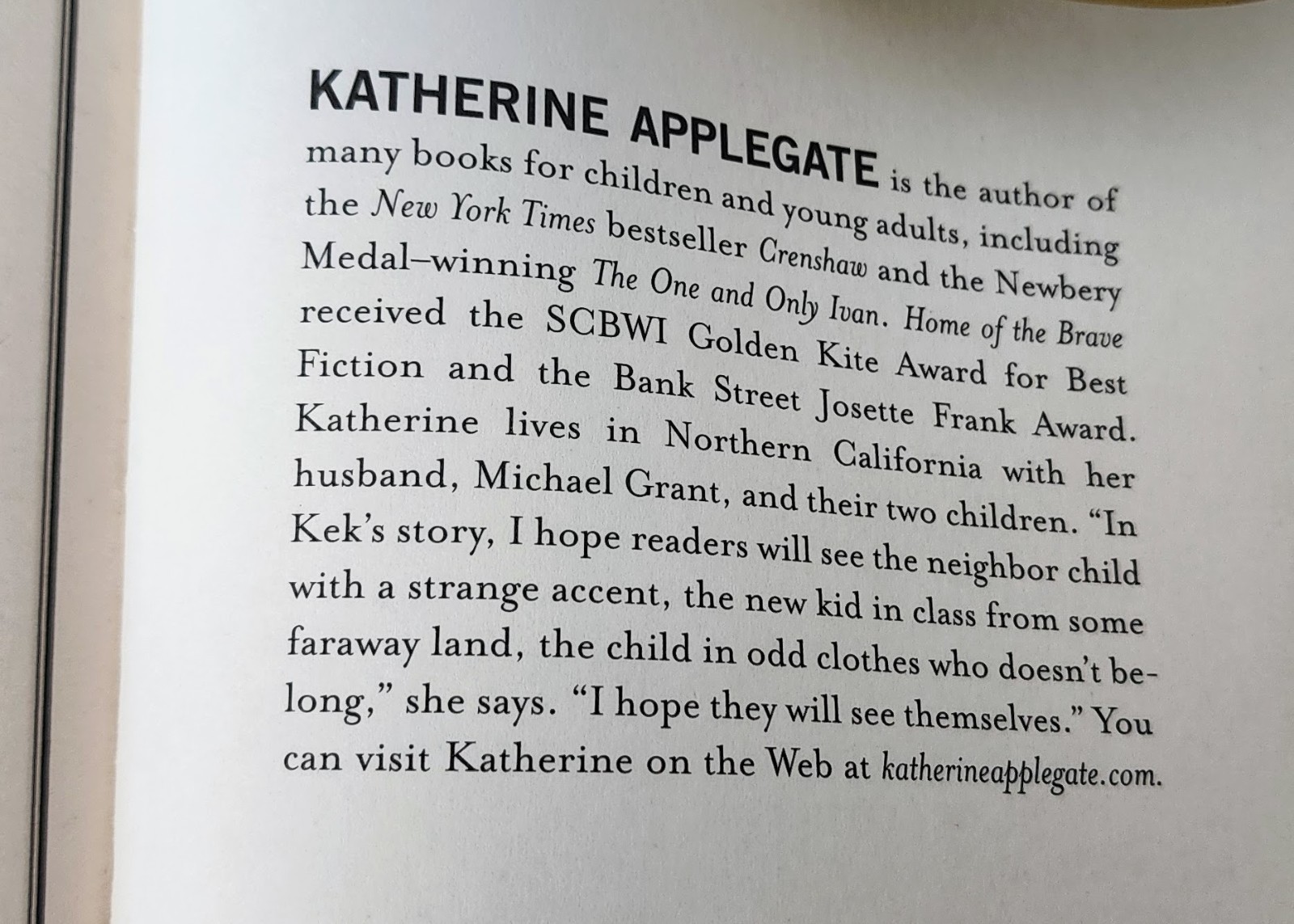 Home of the Brave Katherine Applegate PB 2008 Annotated Study Copy ISBN 03125356