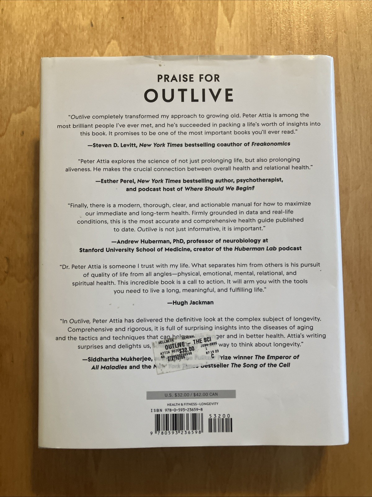 Outlive : The Science and Art of Longevity by Peter Attia (2023, Hardcover)