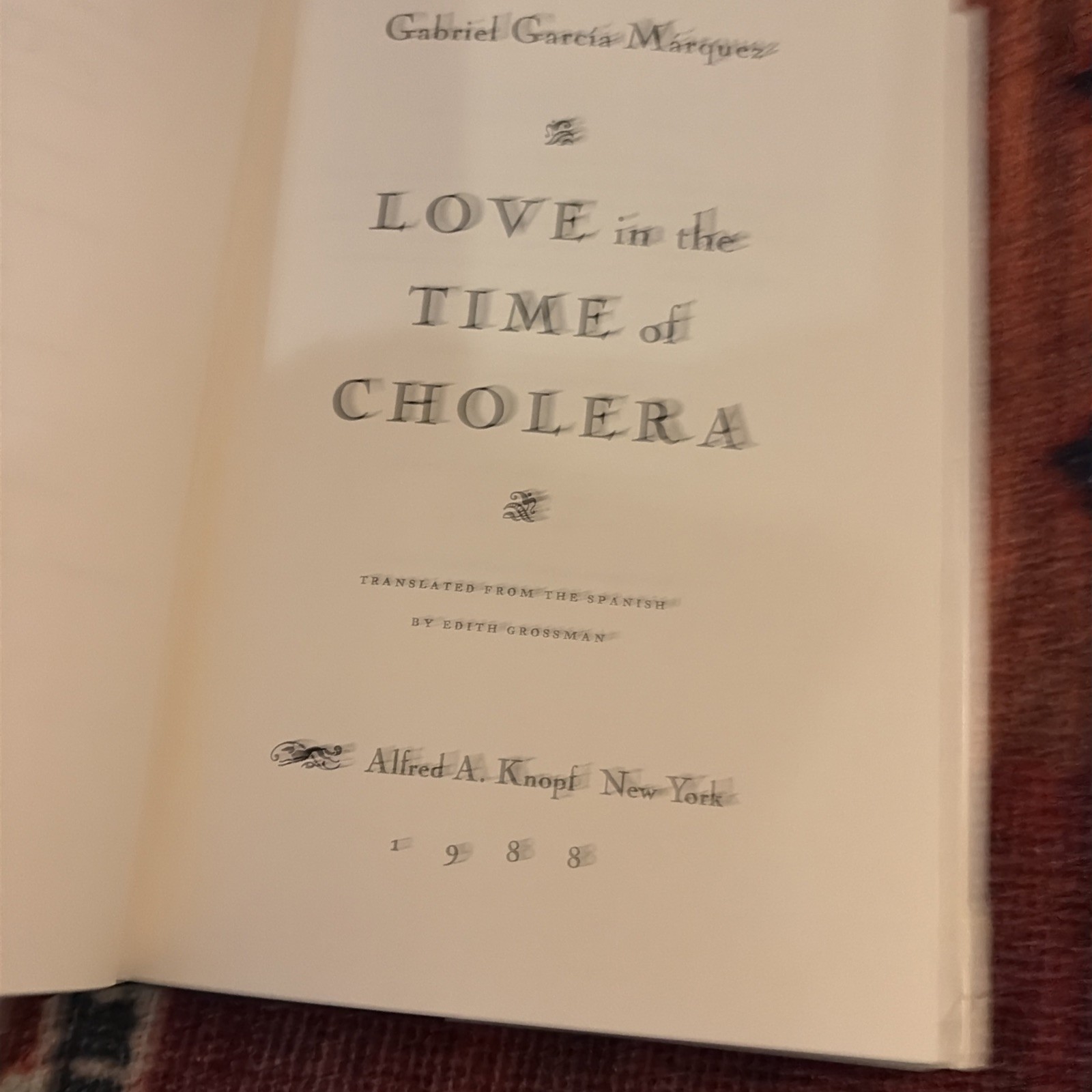 Love in the Time of Cholera by Gabriel García Márquez (1988, Hardcover) First