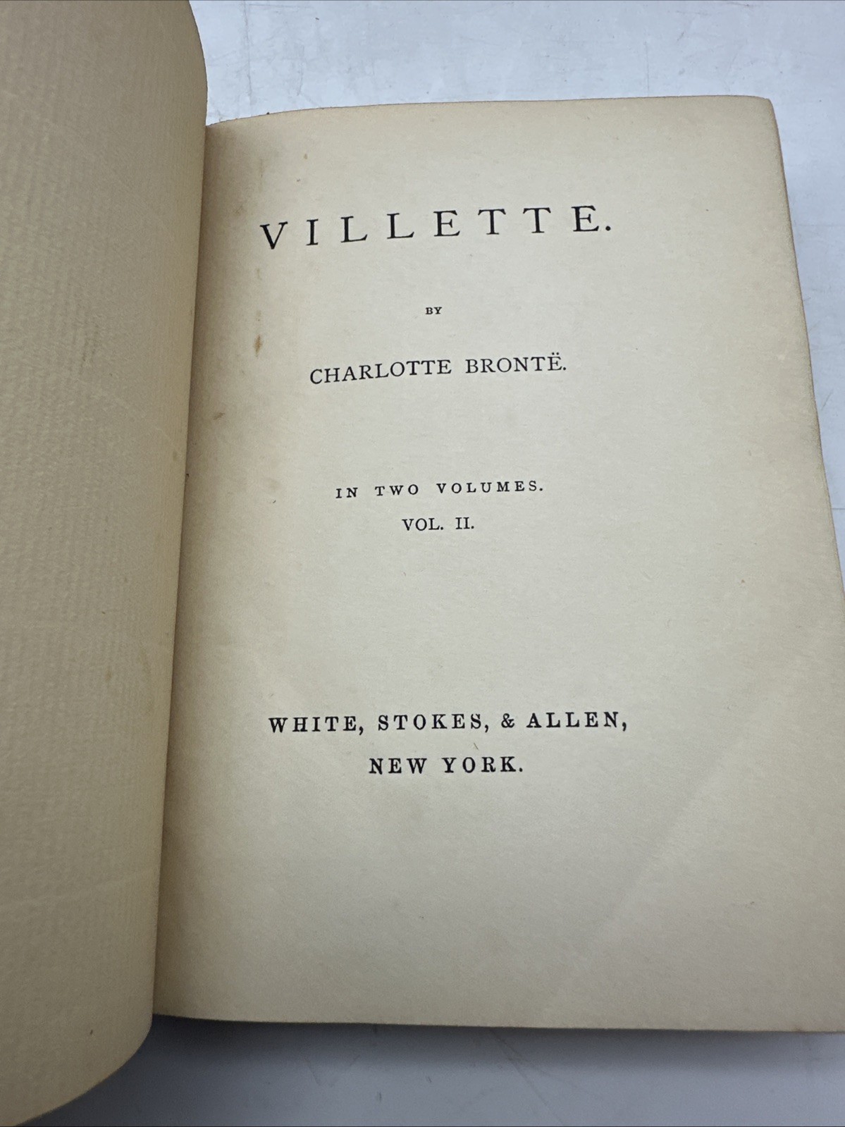 Charlotte Bronte Villette Vol I-II Victorian Cloth Antique Book Set (31-8)