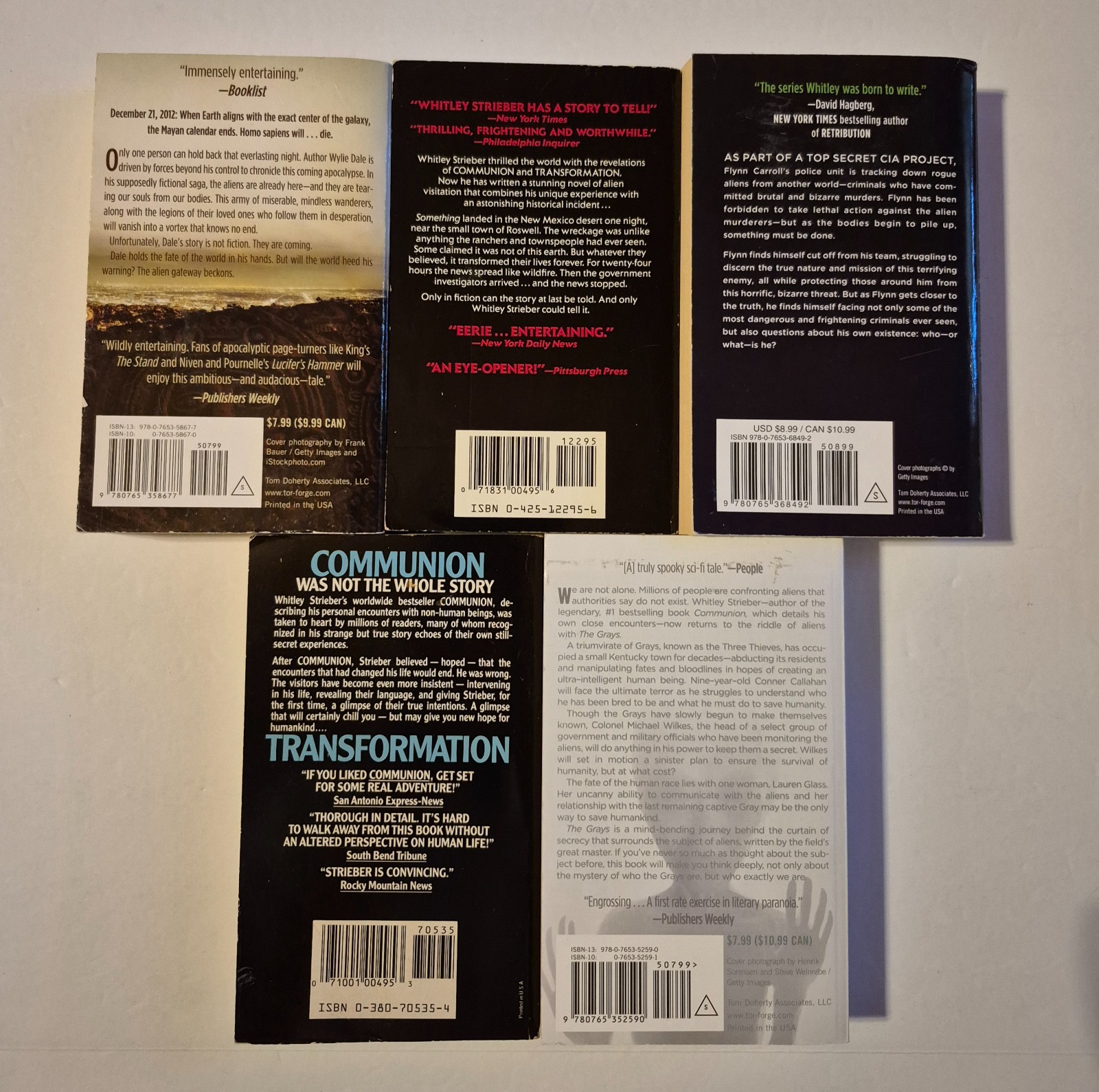 Whitley Strieber Lot of 5 PB books Fiction and Non-fiction good preowned