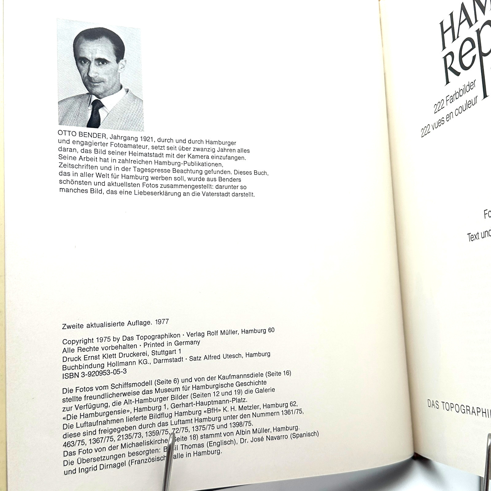Hamburg Report 1977 Otto Bender 222 Color Photos German City History Travel Book