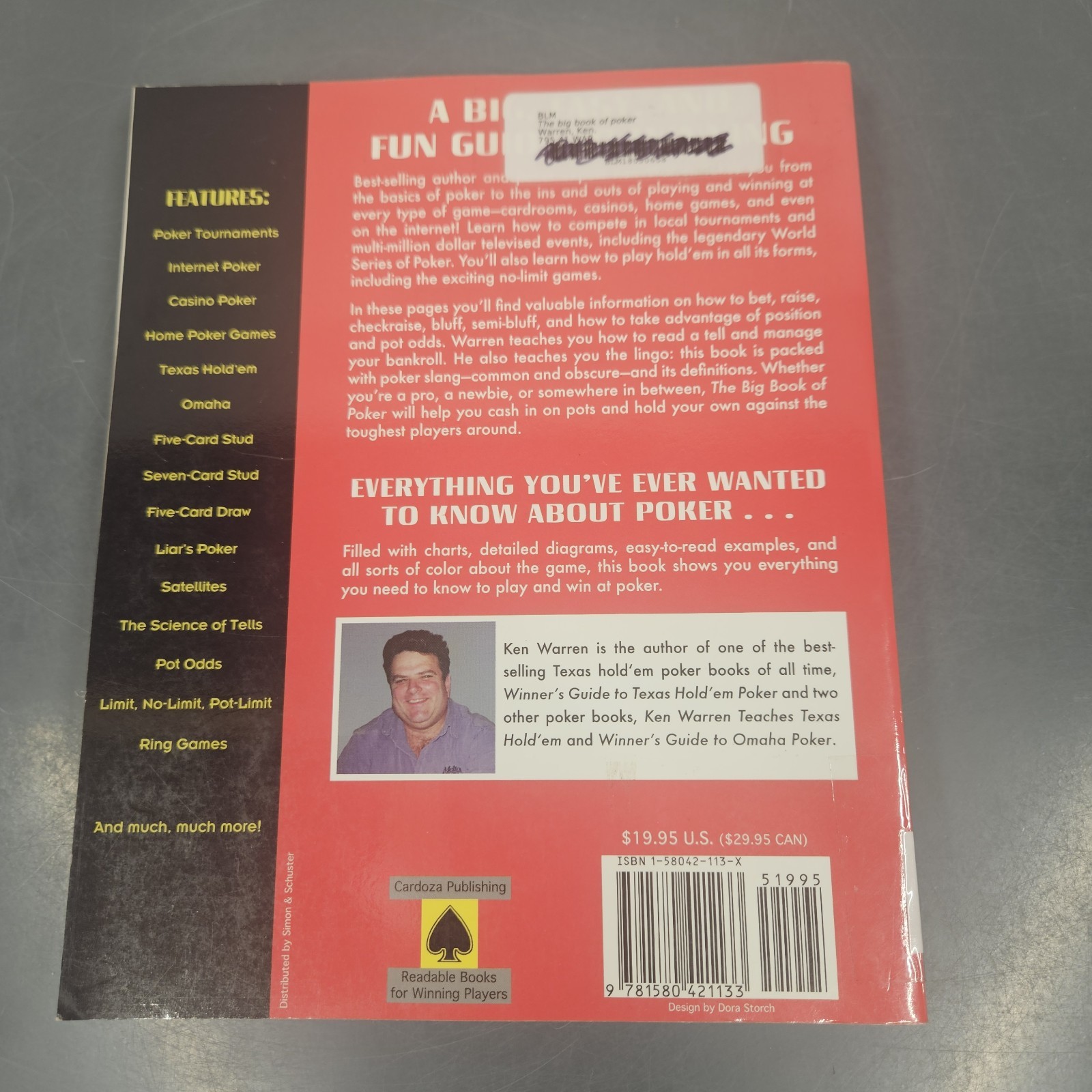 The Big Book Of Poker Ken Warren Tournaments Casino Home Games Internet Guide