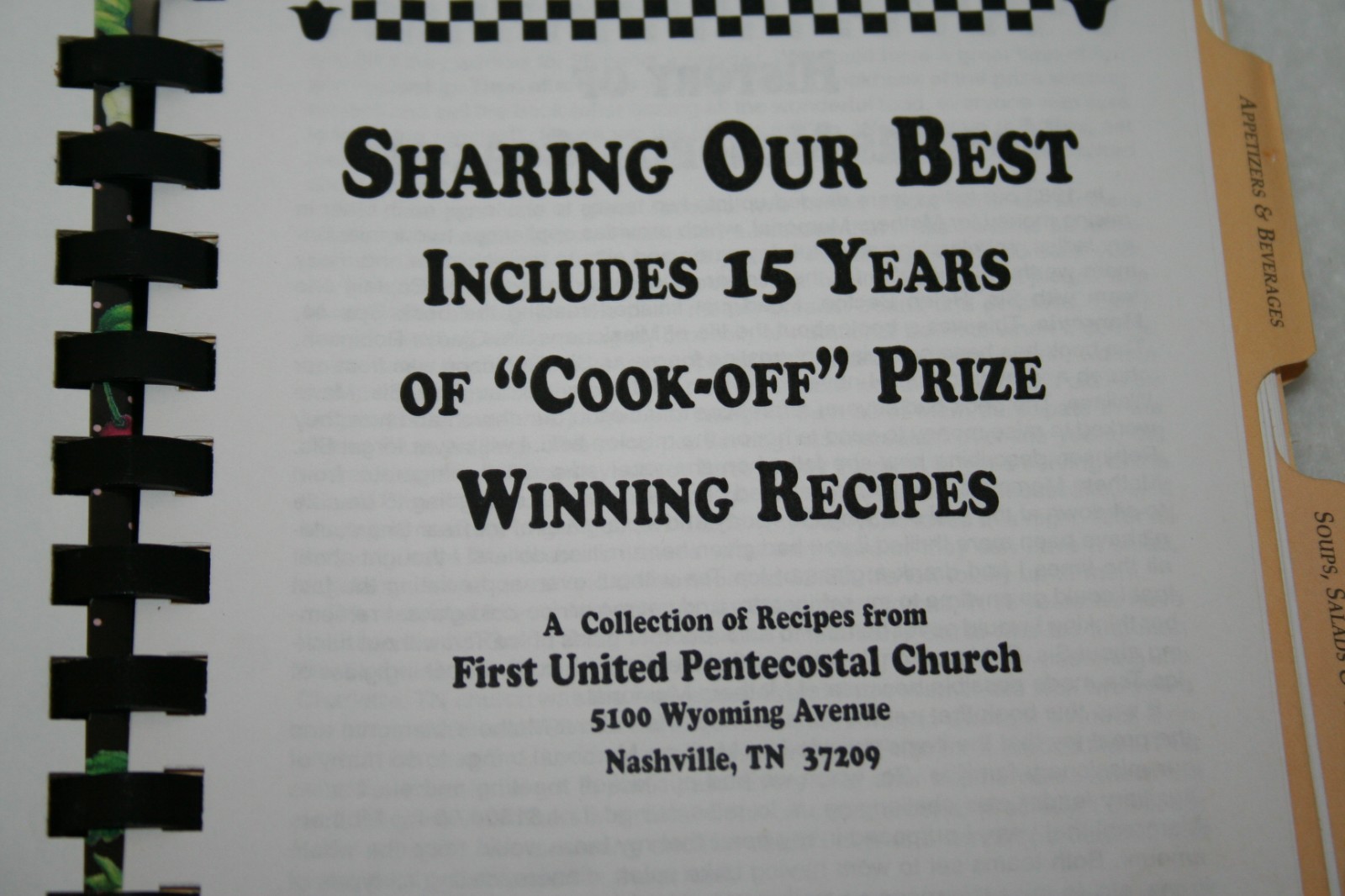 Vintage FIRST UNITED PENTECOSTAL CHURCH Nashville TN COOKBOOK 1992 Recipes Food