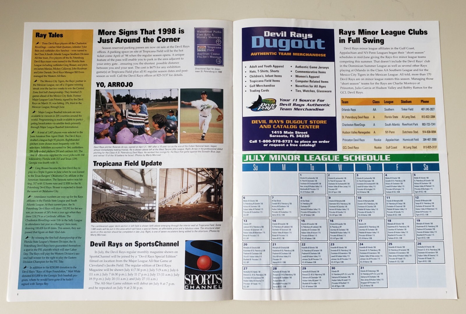 1998 Tampa Bay Devil Rays Bundle (Inaugural Program/Pocket Schedule/News) MLB