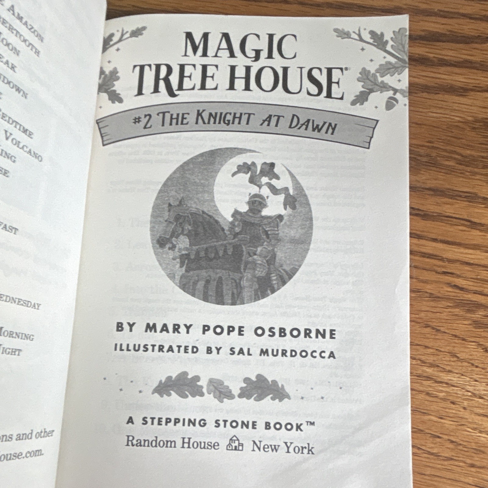 Mary Pope Osborne Magic Tree House #2 Knight at Dawn PB 1993 Illus Murdocca