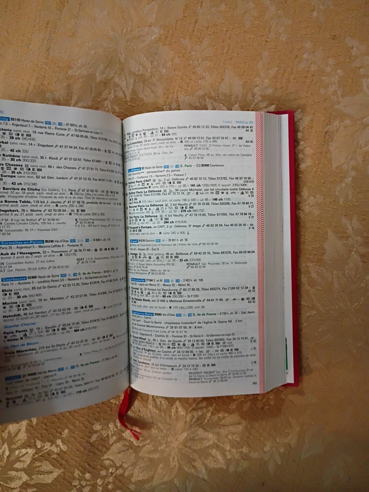 1991 Michelin Guide France Red Hardcover Hotel Restaurant Travel Guide ~ French