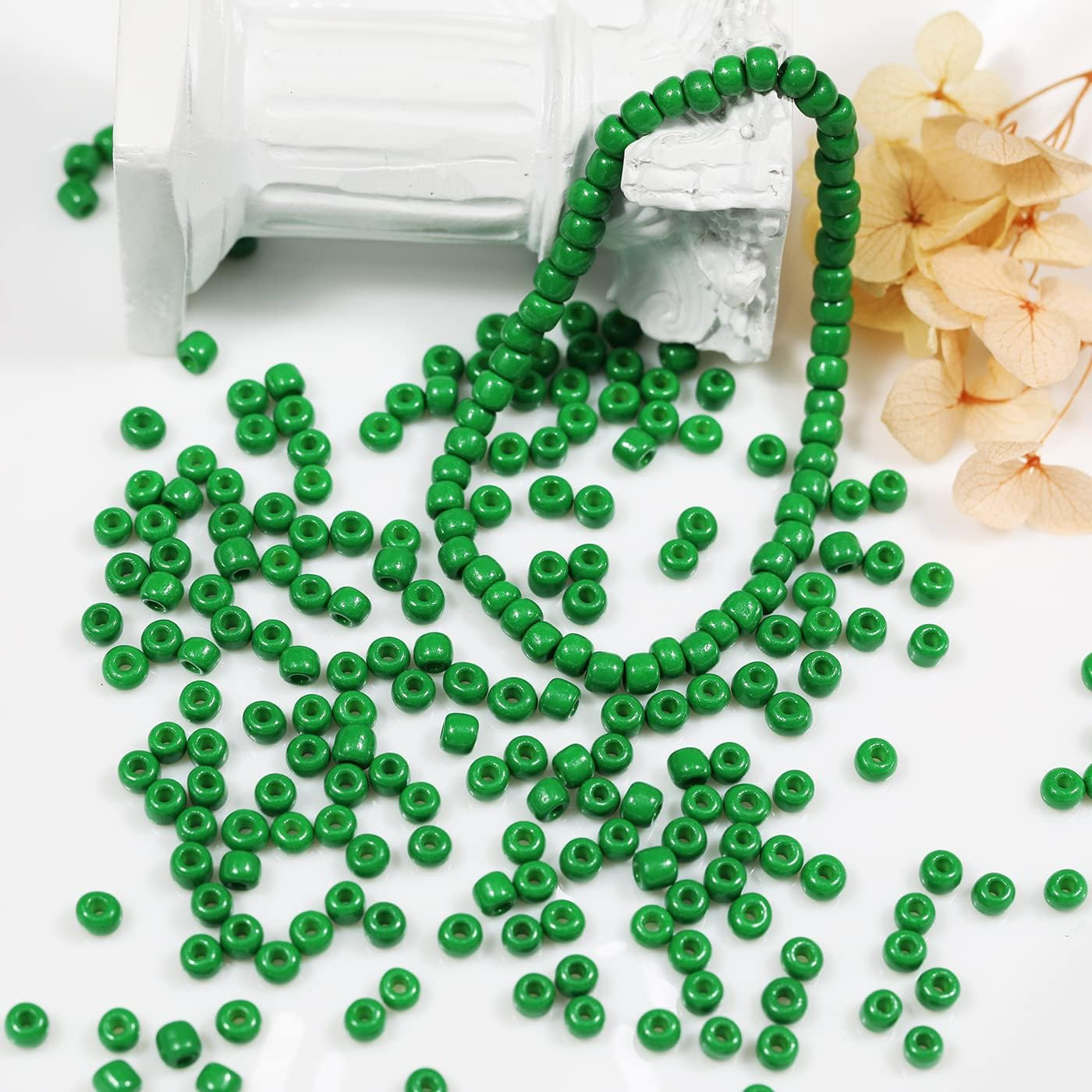 Green Color 4mm Seed Beads About 1200pcs/100Grams in Bag, 6/0 Glass Craft Beads