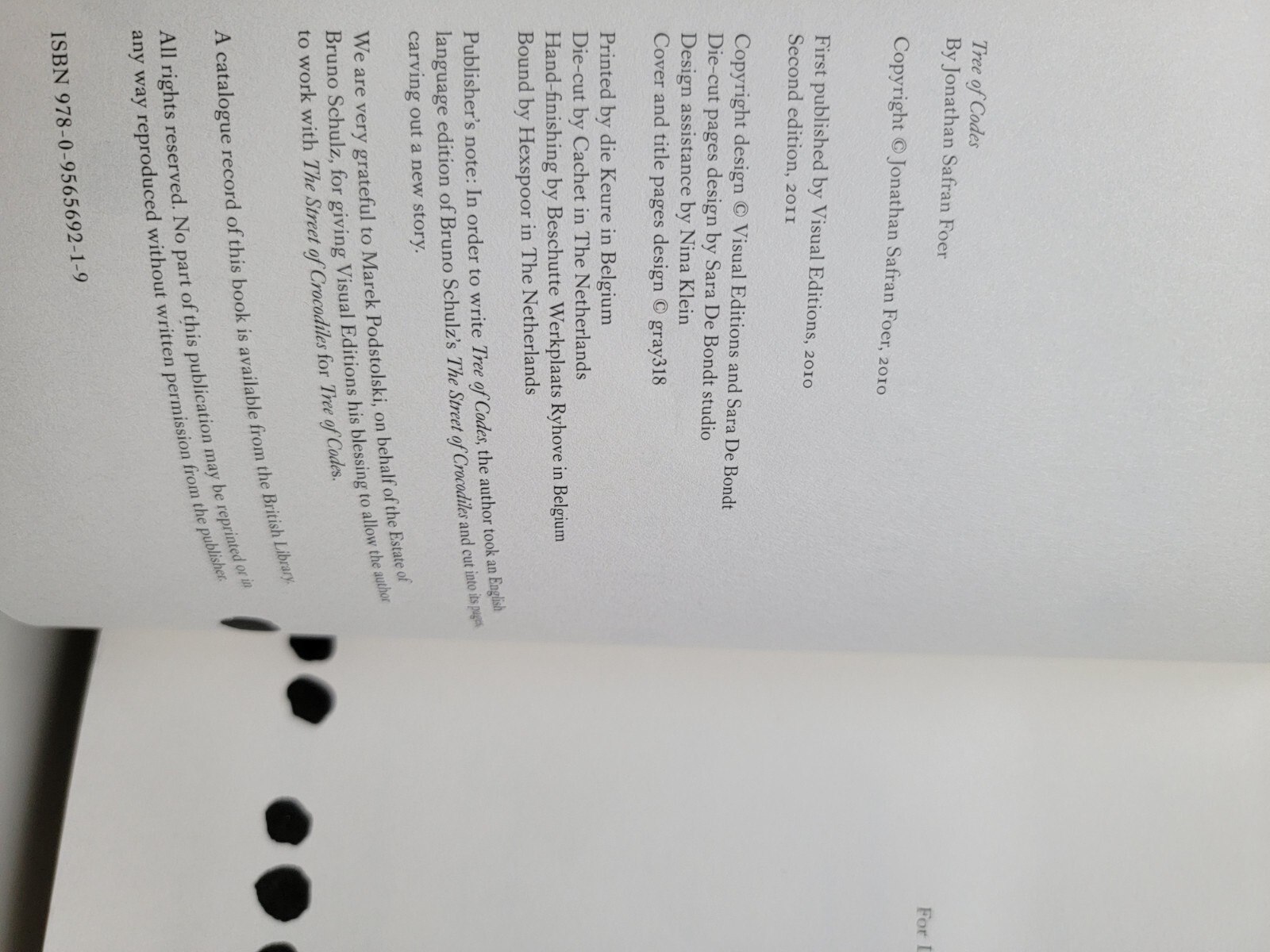 Tree of Codes by Jonathan Safran Foer (2010, Trade Paperback)