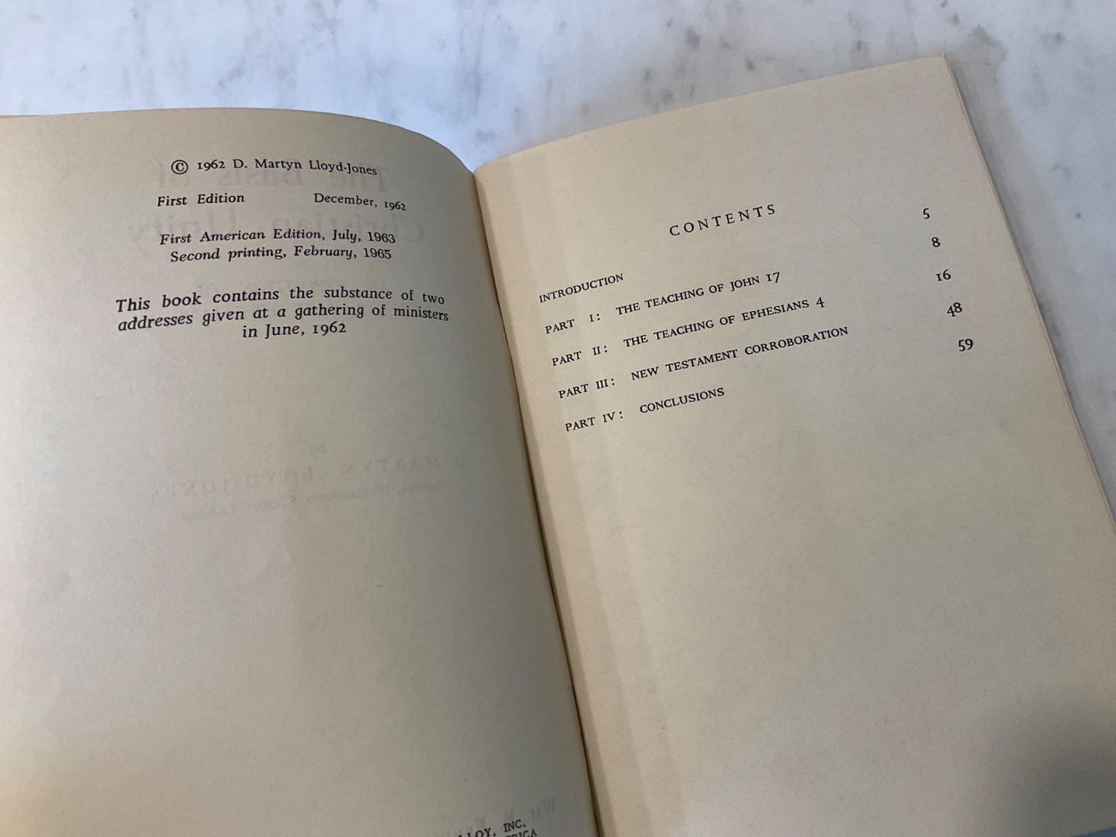 The Basis of Christian Unity 1965 Martyn Lloyd Jones Green Booklet