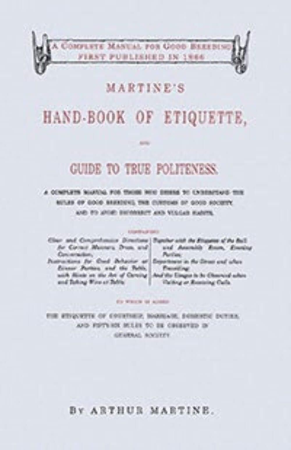NEW Applewood Books Martine’s Handbook of Etiquette, 9781557094292 Applewood Bo