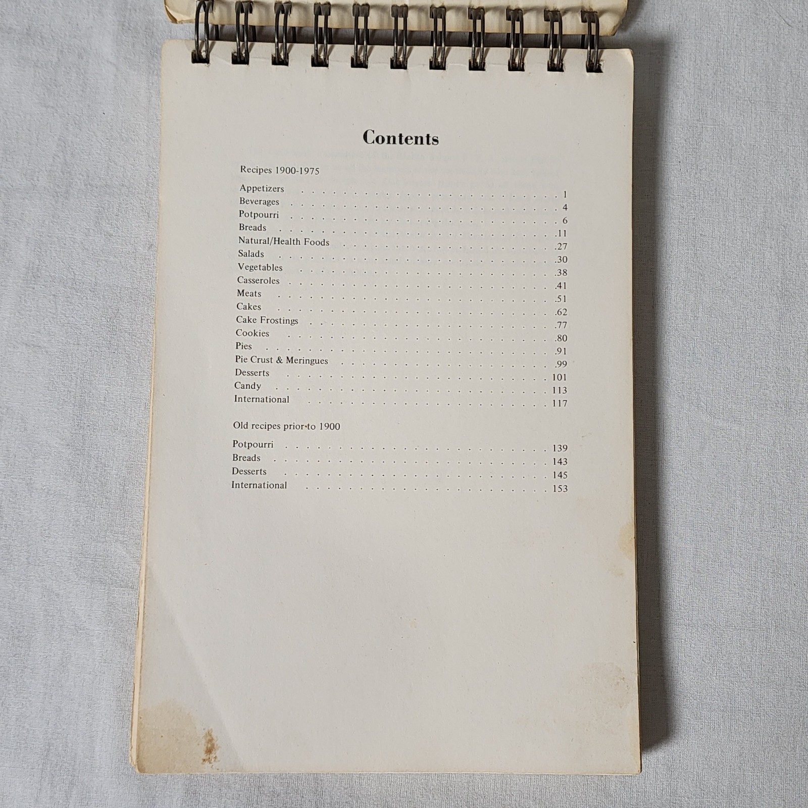Vintage Bicentennial Cookbook Marlin School 1776-1976 Wire Spiral Bound 82 Pages