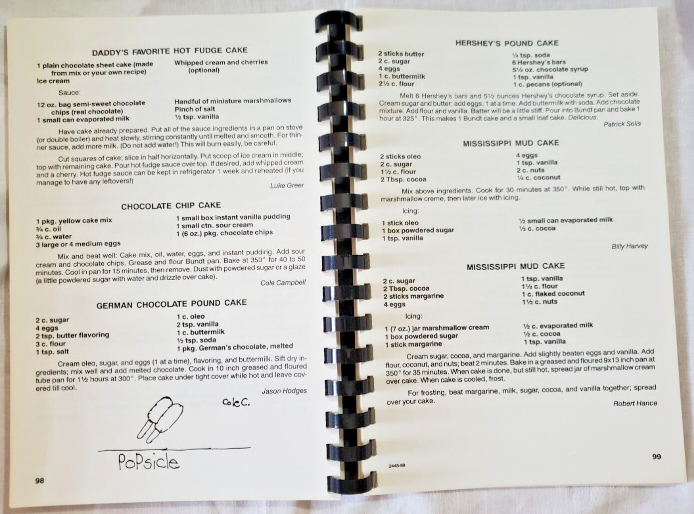 Puckett Panthers 1989-1990 Cookbook Elementary School Recipes Amarillo Tx