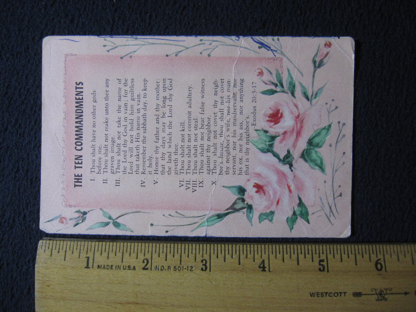 Vintage Ten Commandments Postcard [Warner Press] Undated